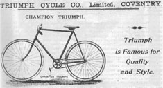 1895 advertisement for a Triumph solo bicycle, courtesy of the Veteran-Cycle Club