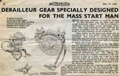1950 review of a derailleur for the 'Mass Start Man'